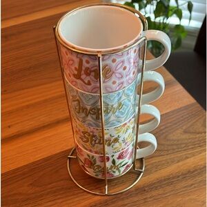 peru one mugs with holder barely used